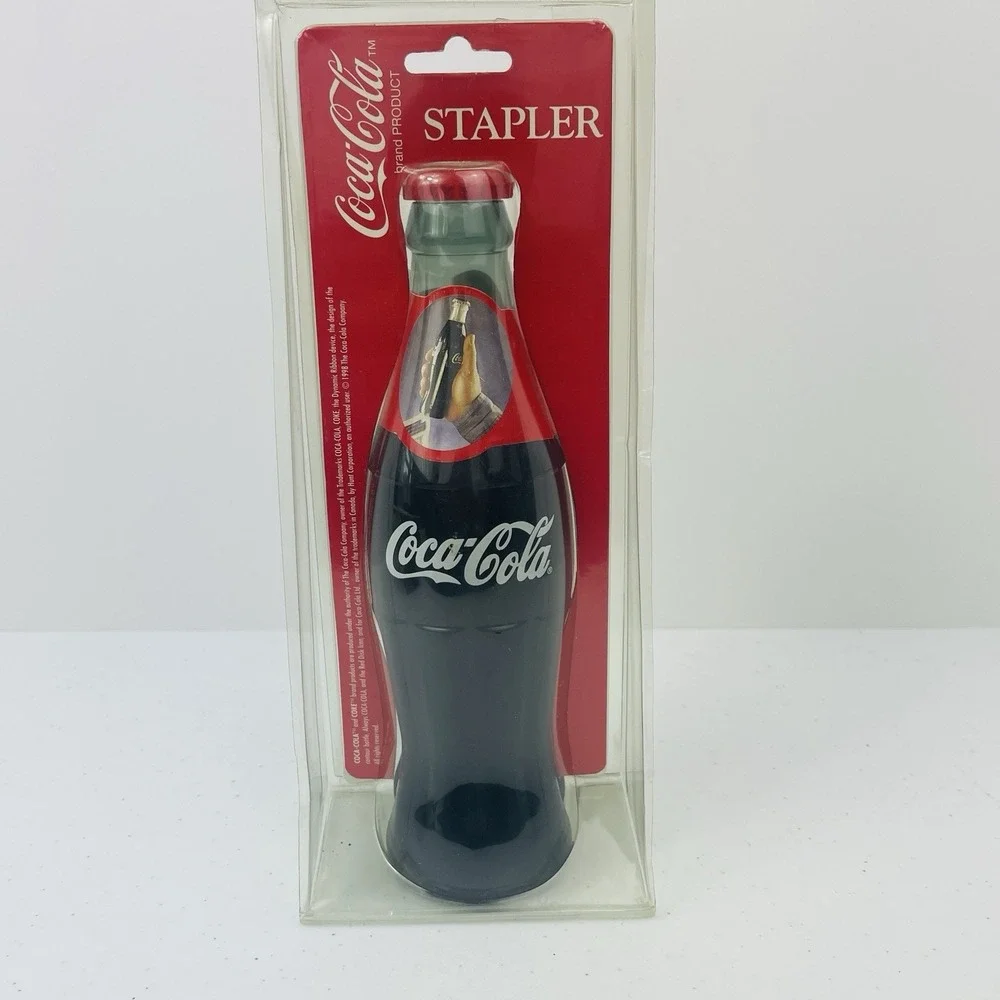 Vintage 1997 Coca-Cola Bottle Shaped Stapler Desktop Novelty Coke Office Supply